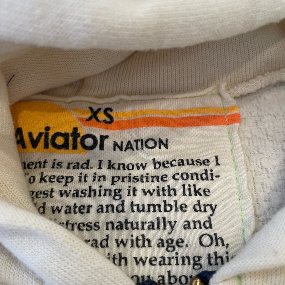 Aviator Nation Vintage White Blue 5-Stripe Hoodie and Sweatpants Set XS - Picture 4 of 7